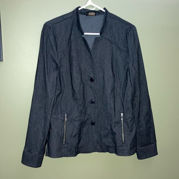 Renuar Black and Gray Blazer Tailored Fit Notched Lapel - Picture 1 of 13